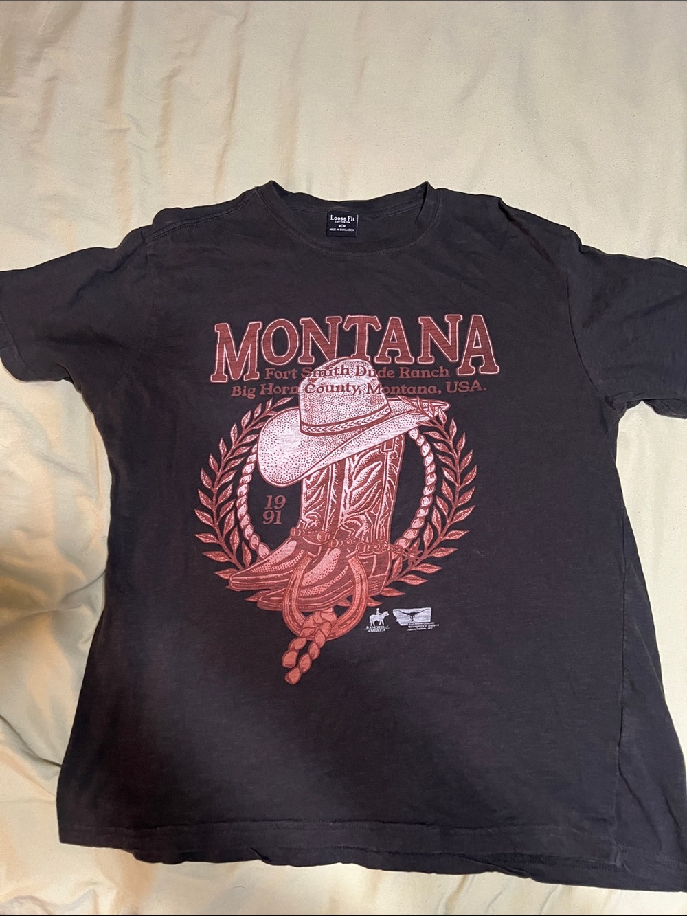 Cotton On Black Tee with Red Montana Print